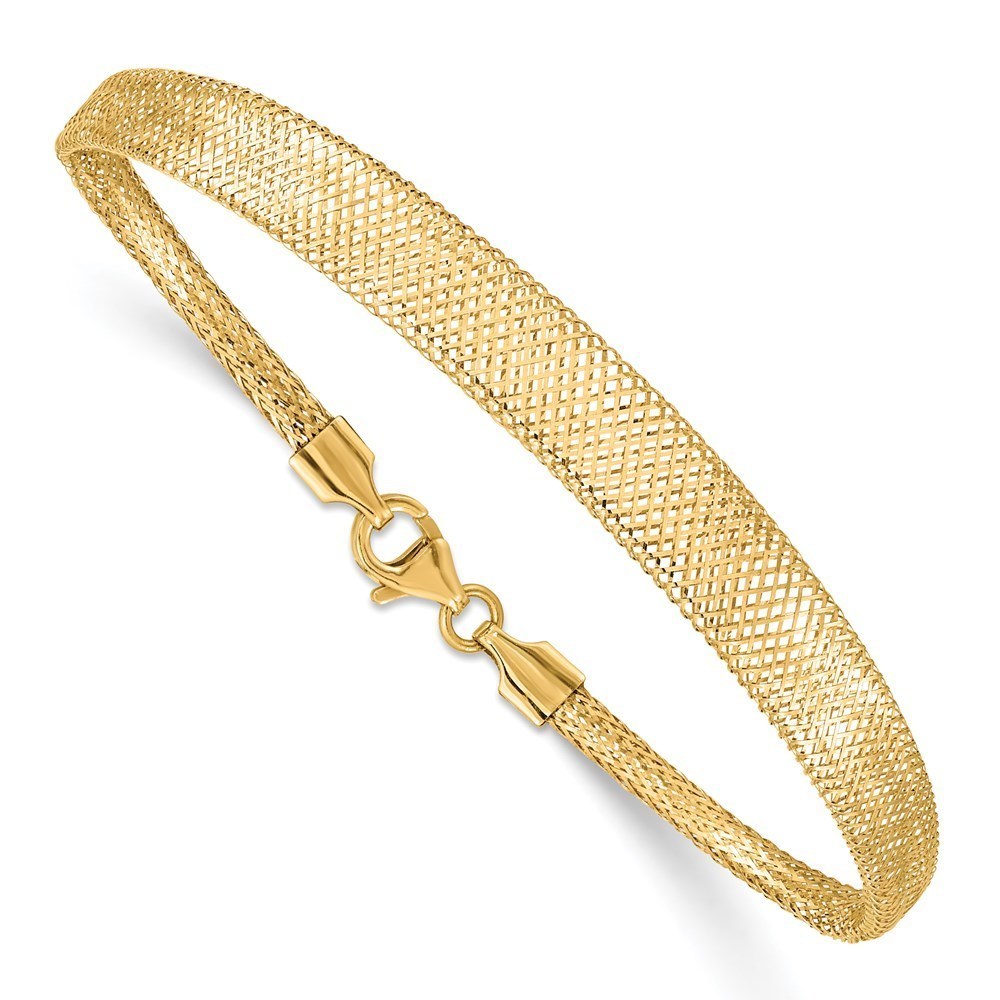 Million Charms 14k Yellow Gold Stretch Mesh Graduated Bracelet